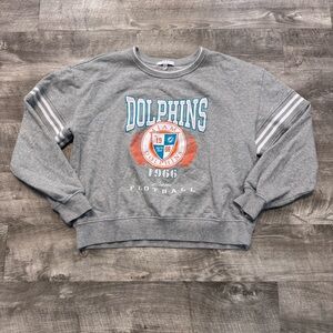 Miami Dolphins Pullover Sweater Wear by Erin Andrews Gray Cropped Womens Sz. XL